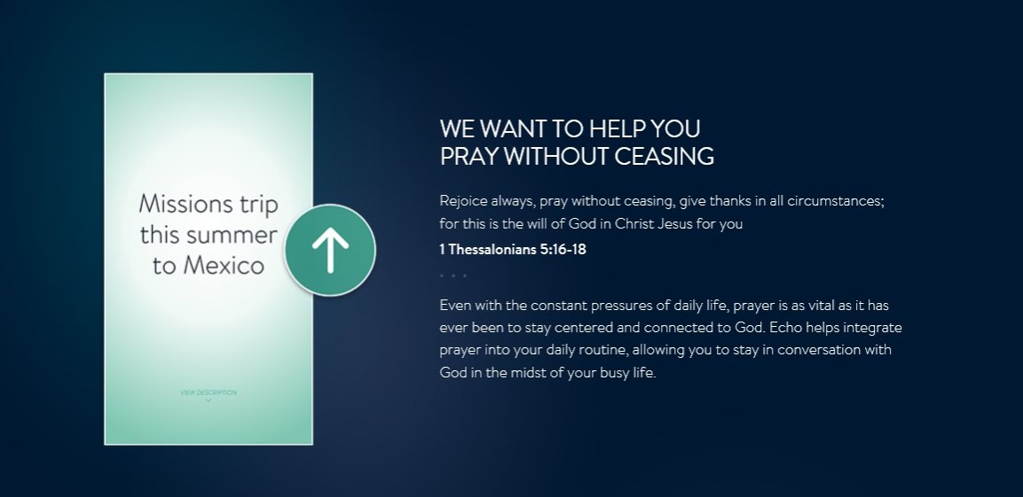 Print screen of Echo prayer app