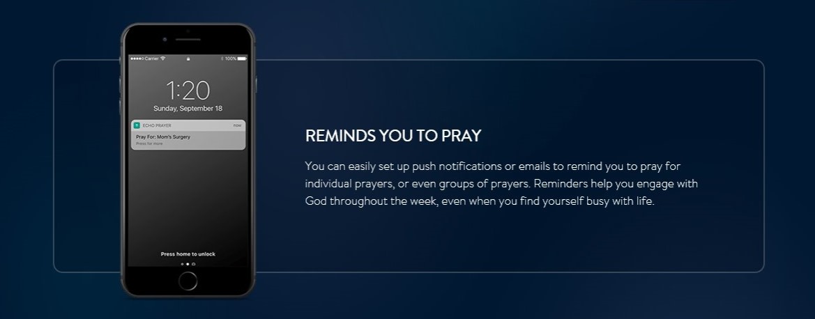 Print screen of Echo prayer app