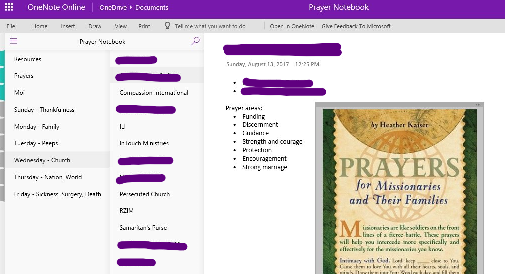 Print Screen of my Prayer Notebook